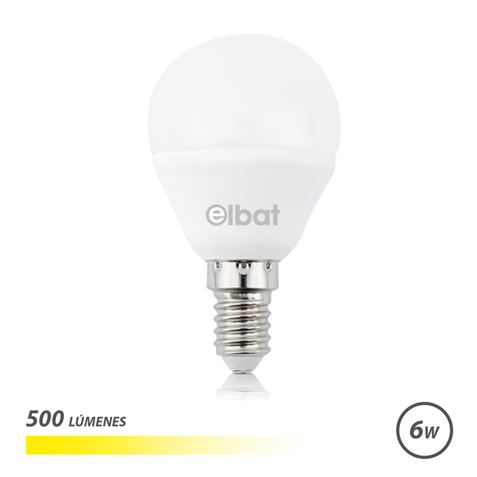 elbat bombilla led g45 6w 500lm e14 luz calida 3000k color blanco