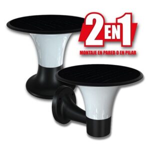 elbat serie pro farol led solar 15w 6000k/3000k 2200 lumenes sensor montaje en pared o sobre pilar color negro