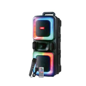 xo f55 altavoz karaoke bluetooth 5.0 20w funcion tws iluminacion rgb microfono con cable incluido bluetooth, fm, usb y microsd color negro