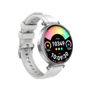 xo gt4 mini reloj inteligente smartwatch pantalla redonda 1.32" amoled multideporte monitoreo del sueño llamadas bt ip68 color plata