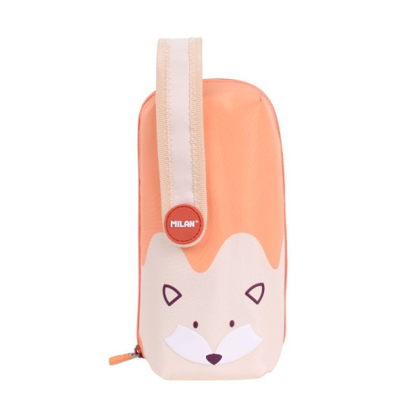 milan fun animals pack de 4 estuches con contenido de serie contenido: goma de borrar, 2 sacapuntas, lapiz, 1 boligrafo sway azul y 2 boligrafos p1 touch negro y rojo, regla de 15cm, 10 lapices de colores ergo y 12 rotuladores color naranja/beige