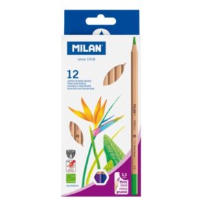 milan pack de 12 lapices hexagonales de colores mina gruesa 3.5mm resistente a la rotura madera certificada fsc colores surtidos