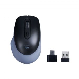 ewent ew3243 raton inalambrico usb 3200dpi 6 botones 2,4ghz y bluetooth uso diestro color negro/gris
