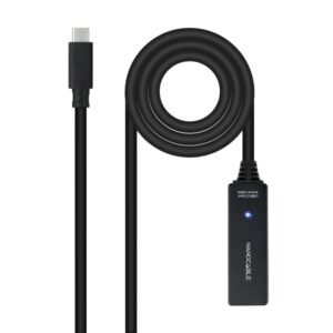 nanocable cable prolongador usb c 3.2 macho a usb c 3.2 hembra 5 metros amplificador color negro