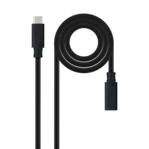 nanocable cable prolongador usb c 3.2 macho a usb c 3.2 hembra gen2x2 20gbp 100w 5a 4k 60hz 1 metro color negro