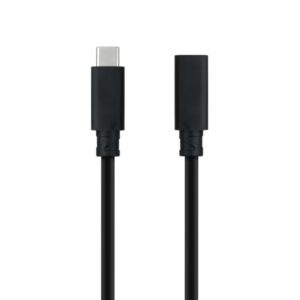 nanocable cable prolongador usb c 3.2 macho a usb c 3.2 hembra gen2x2 20gbp 100w 5a 4k 60hz 1.5 metros mallado color negro