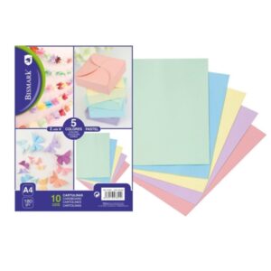 bismark pack de 10 cartulinas 180 g/m² tamaño a4 colores pastel surtidos