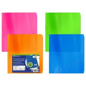 bismark pack de 8 forros para libros 305mm polipropileno de colores neon solapa ajustable facil forrado en 3 pasos sin necesidad de cortar ni usar cinta adhesiva colores surtidos