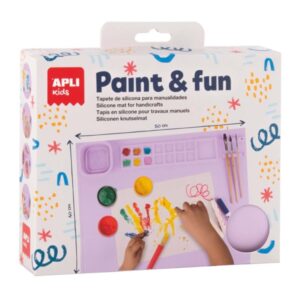 apli kids paint & fun tapete de silicona y vaso pleglable para pintar y hacer manualidades sin ensuciar color lila
