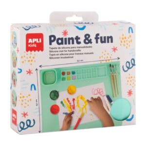 apli kids paint & fun tapete de silicona y vaso pleglable para pintar y hacer manualidades sin ensuciar color verde