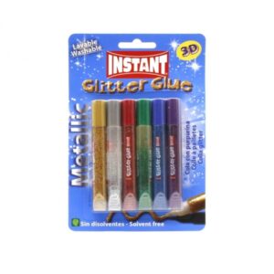 instant glitter glue metallic pack de 6 tubos de pegamento con purpurina 10.5ml para distintas superficies sin disolventes colores metalicos surtidos