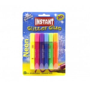instant glitter glue neon pack de 6 tubos de pegamento con purpurina 10.5ml para distintas superficies sin disolventes colores neon surtidos