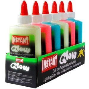 instant glow cola luminiscente 147ml apto para uso infantil y/o domestico sin disolventes 3 colores surtidos luminiscentes