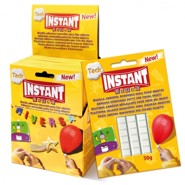 instant educa pack de masilla adhesiva blanca 50gr fuertes, limpias y removibles color blanco