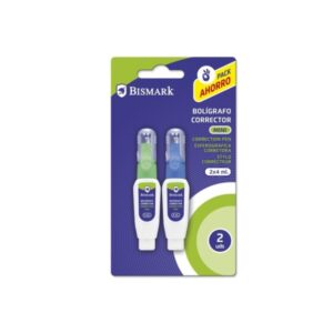 bismark pack de 2 mini boligrafos correctores 4ml punta metalica alta precision