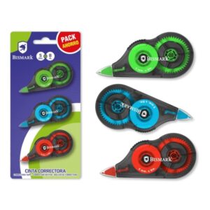 bismark pack de 3 cintas correctoras 5mmx8m perfecta adherencia al papel presentacion en blister colores surtidos