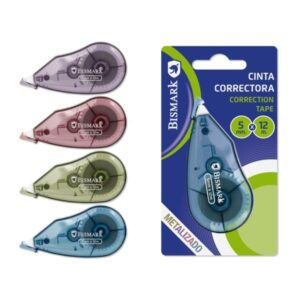 bismark metallic cinta correctora 5mmx12m perfecta adherencia al papel presentacion en blister cuerpo de colores efecto metalizado surtidos