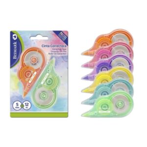 bismark pastel pack de 2 cintas correctoras 5mmx12m perfecta adherencia al papel presentacion en blister cuerpo de colores pastel surtidos