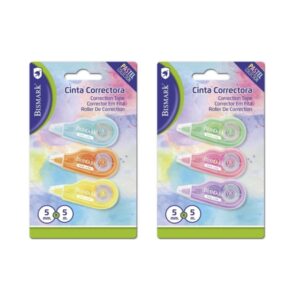 bismark mini pastel pack de 3 cintas correctoras 5mmx5m perfecta adherencia al papel presentacion en blister cuerpo de colores pastel surtidos