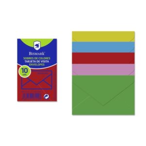 bismark pack de 10 sobres de papel medidas 76x120mm colores surtidos