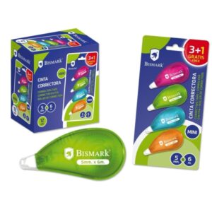bismark neon pack de 4 mini cintas correctoras 5mmx6m perfecta adherencia al papel presentacion en blister cuerpo de colores surtidos