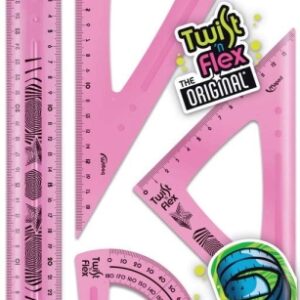 maped twist´n flex pack de reglas flexibles regla 30cm, escuadra 45º/21cm, cartabon 60º/21cm, transportador 180º/12cm colores surtidos aleatorios