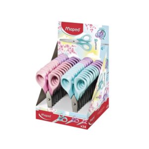 maped sensoft tijera escolar punta redonda 13cm hojas de acero inoxidable mango de plastico simetrico colores pastel surtidos