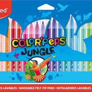 maped color´peps jungle pack de 24 rotuladores con punta media bloqueada 2mm ojival, suave y flexible tinta lavable colores surtidos