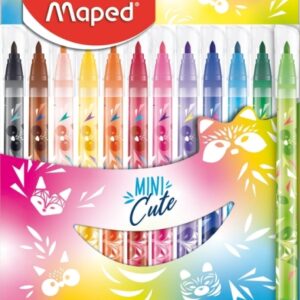 maped jungle mini cute pack de 12 rotuladores con punta media bloqueada 2.8mm tinta lavable colores surtidos