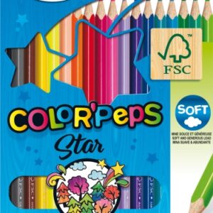 maped color´peps star pack de 18 lapices de colores triangulares mina suave madera certificada fsc colores surtidos