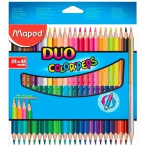 maped color´peps duo pack de 24 lapices bicolores triangulares doble punta 2.9mm madera certificada fsc colores surtidos