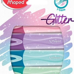 maped glitter pastel pack de 4 marcadores fluorescentes pastel con purpurina punta biselada trazo de 1 a 5mm ideal para subrayar y resaltar colores pastel con purpurina surtidos
