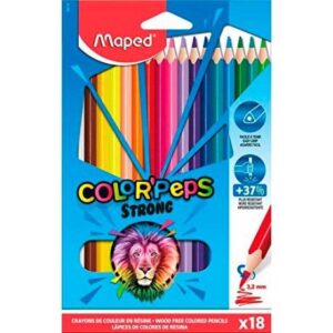 maped color´peps strong pack de 18 lapices triangulares de colores mina 3,2mm sin madera punta ultra resistente colores surtidos