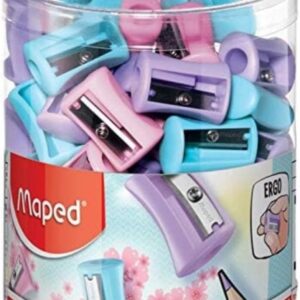 maped vivo pastel sacapuntas de plastico con 1 orificio cuchilla de acero afilada y resistente colores pastel surtidos