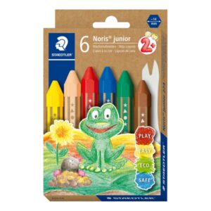 staedtler noris junior pack de 6 ceras de colores extragruesas forma hexagonal colores surtidos