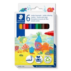staedtler noris jumbo 340 pack de 6 rotuladores jumbo punta de fibra trazo 3mm tapa ventilada colores surtidos