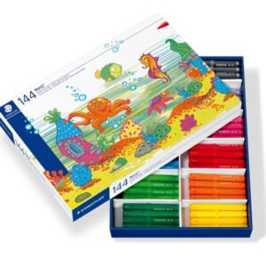 staedtler noris jumbo 340 pack de 144 rotuladores jumbo punta de fibra trazo 3mm tapa ventilada colores surtidos
