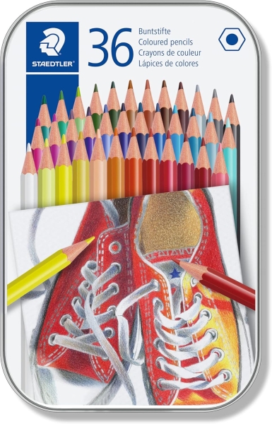 staedtler 175 caja metalica de 36 lapices hexagonales de colores colores surtidos
