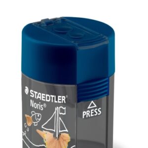 staedtler 512 f sacapuntas de 2 orificios con deposito para lapices de 8.2mm y 10.2mm color azul