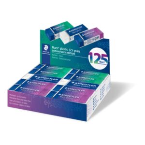 staedtler mars plastic 125 aniversario goma de borrar borrado de alta calidad minimos residuos color blanco