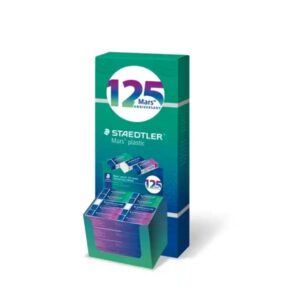 staedtler mars plastic 125 aniversario goma de borrar borrado de alta calidad minimos residuos color blanco