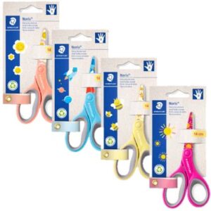 staedtler noris 965 tijera escolar 14cm agarre ergonomico suave cuchillas romas colores surtidos
