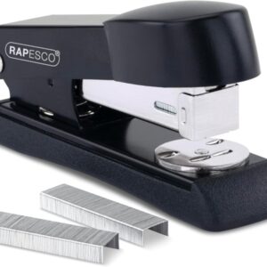 rapesco minno 526 grapadora metalica de sobremesa hasta 20 hojas grapas 22/6, 24/6, 26/6 grapado cerrado y abierto color negro