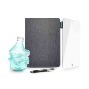 urban factory greenee pack funda, lapiz y cristal templado para ipad 7ª, 8ª y 9ª generacion 10.2" ecologico color gris