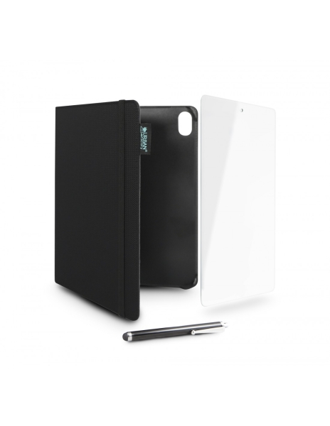 urban factory greenee pack funda, lapiz y cristal templado para ipad 10ª generacion 10.9" ecologico color negro