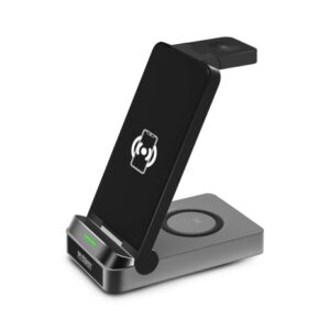 urban factory powee pro cargador inalambrico 3 en 1 con funcion soporte 22.5w smartphone / smartwatch / auriculares color negro