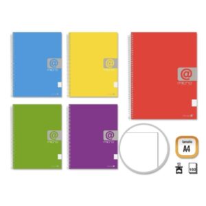 golden cuaderno espiral a4 160 hojas 60grs liso hojas microperforadas con 4 taladros y 4 bandas de color tapa resistente forrada colores surtidos