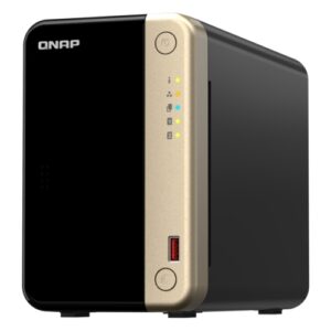 qnap ts 264 8g nas torre procesador intel celeron n4505 memoria 8gb 2 bahias 2.5", 3.5", m.2 usb, hdmi, rj 45 ventilador 70mm