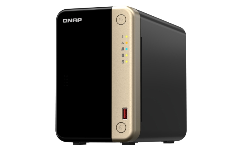 qnap ts 264 8g nas torre procesador intel celeron n4505 memoria 8gb 2 bahias 2.5", 3.5", m.2 usb, hdmi, rj 45 ventilador 70mm