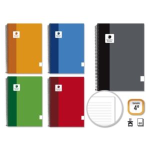 golden extra cuaderno espiral 4º 80 hojas 90grs pautado margen remarcado tapa forrada colores surtidos